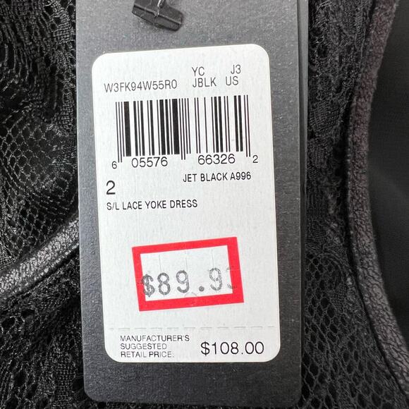 GUESS Little Black Dress Lace Yoke Dress in Black Size 2 - Picture 12 of 13